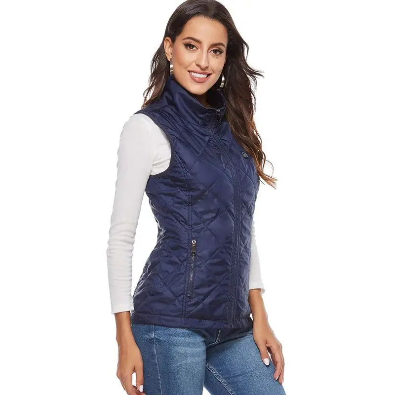 Women 9-zone dual switch Heating Vest Autumn and Winter Cotton Vest USB Infrared Electric Heating suit Flexible Thermal Vest