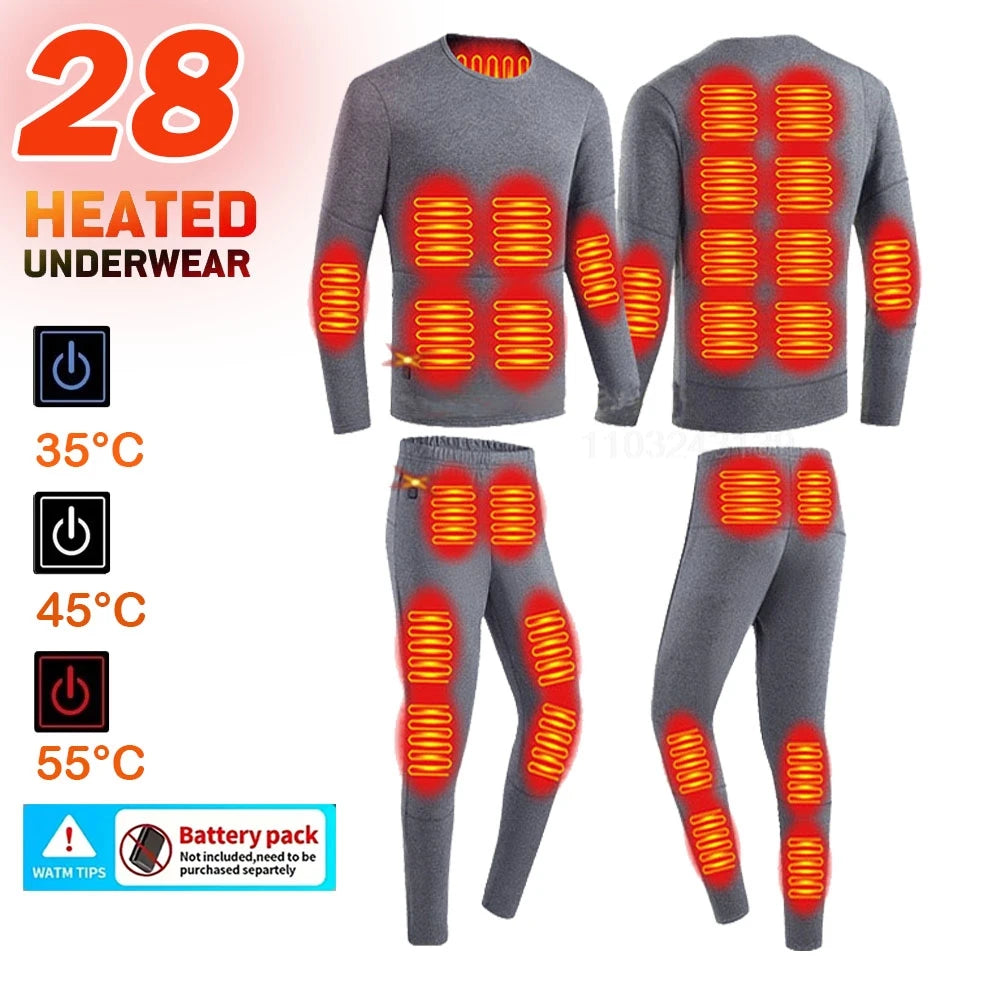 Winter Electric Heated Underwear Set Motorcycle Jacket Self Heating Jacket Men Moto Fleece Thermal Long Johns Tops & Pants