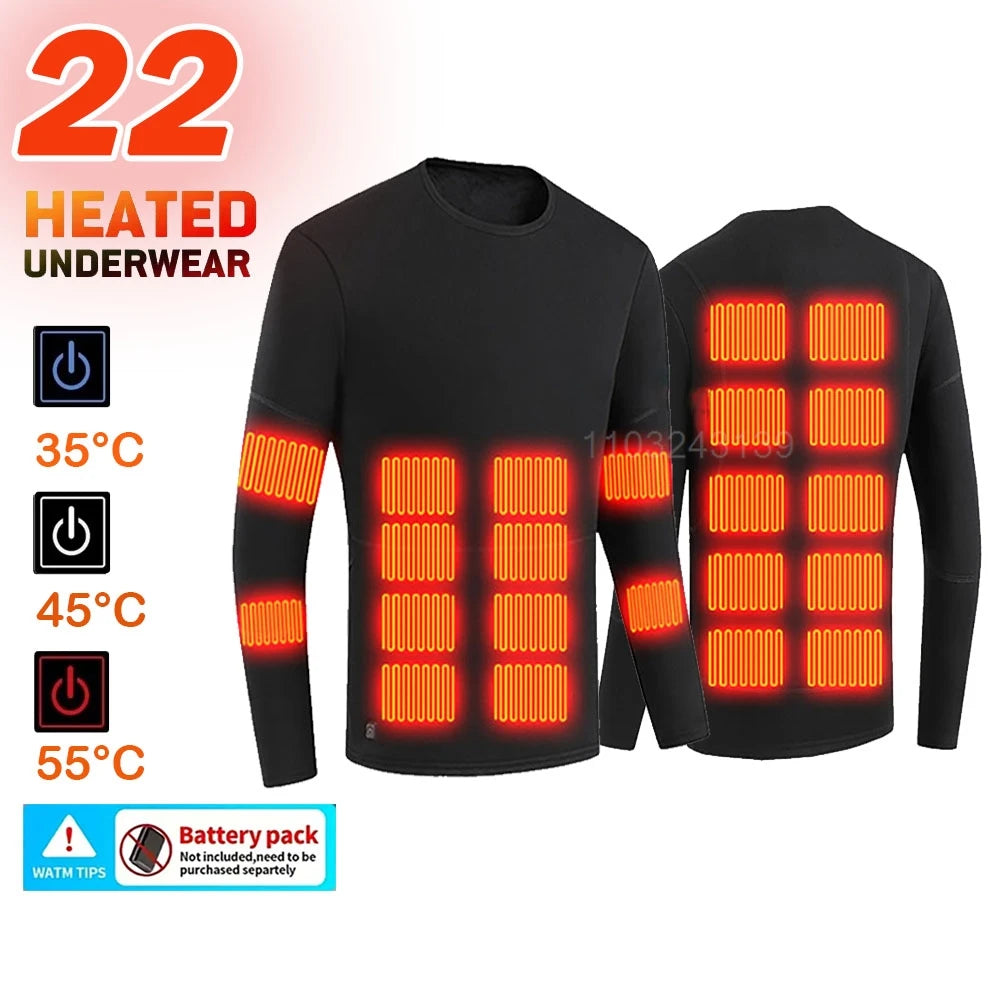 Winter Electric Heated Underwear Set Motorcycle Jacket Self Heating Jacket Men Moto Fleece Thermal Long Johns Tops & Pants