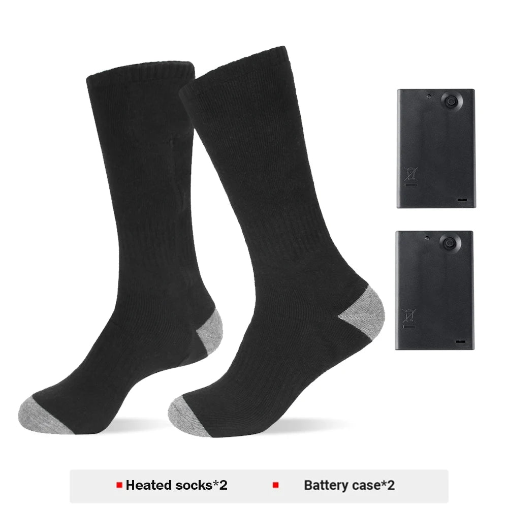 Heated Socks Winter Warm Snowmobile Skiing Heated Socks With Battery Case Outdoor Sport Thermal Heated Foot Warmer Ski Sports