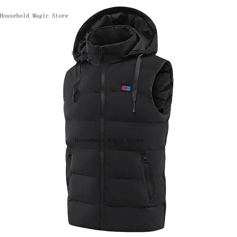 11PCS Usb Sport Hiking Winter Heating Vest Men Women Warm Heated Smart Jacket Graphene Heat Thermal Clothing Hoodied Plus Size