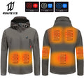 7 Zone Heated Jacket Winter Motorcycle Hooded Jacket Men Women USB Electric Heating Thermostatic Camping Warm Jacket Washed