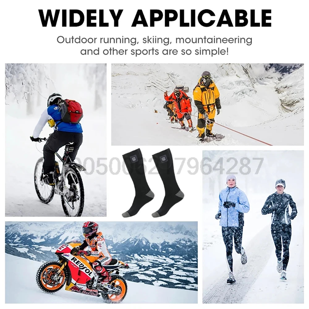 Heated Socks Winter Warm Snowmobile Skiing Heated Socks With Battery Case Outdoor Sport Thermal Heated Foot Warmer Ski Sports