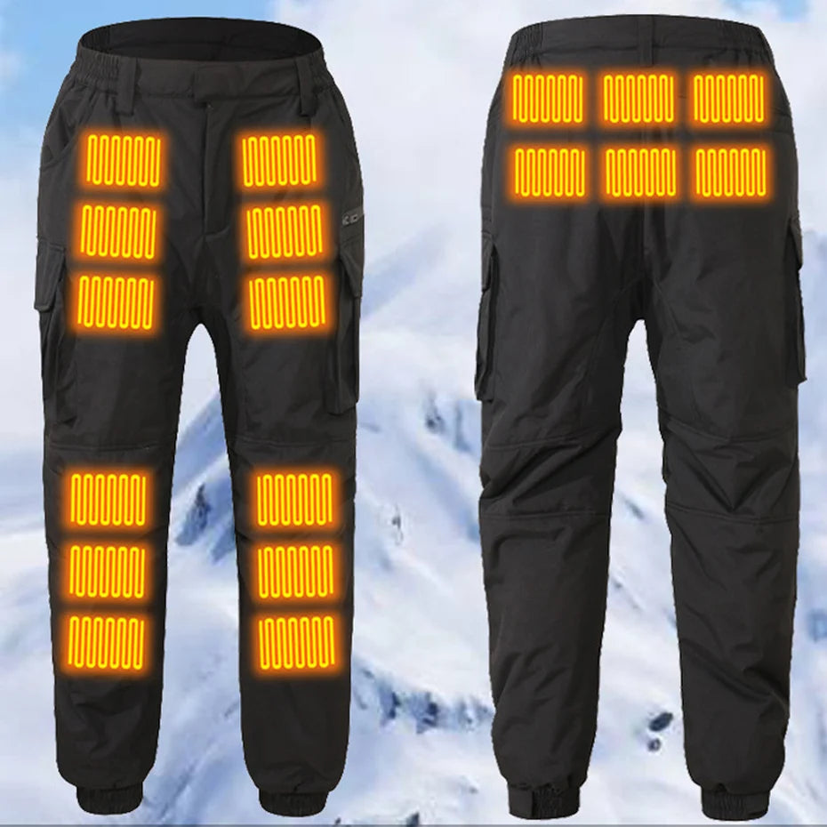 USB Heating Jogger Pants Men Winter Infrared 18 Heating Areas Pants Male Electric Heated Pants Waterproof Trousers