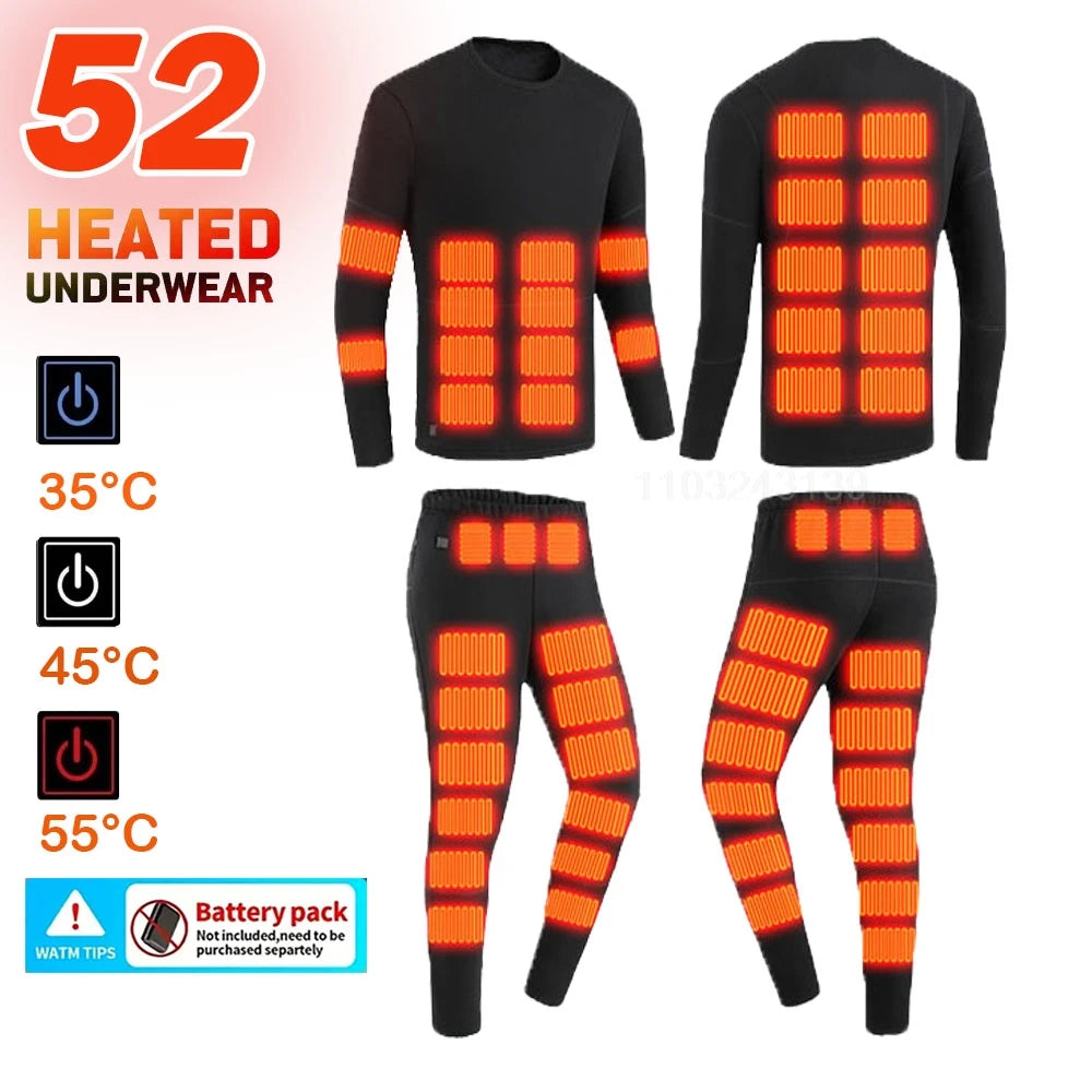 Winter Electric Heated Underwear Set Motorcycle Jacket Self Heating Jacket Men Moto Fleece Thermal Long Johns Tops & Pants