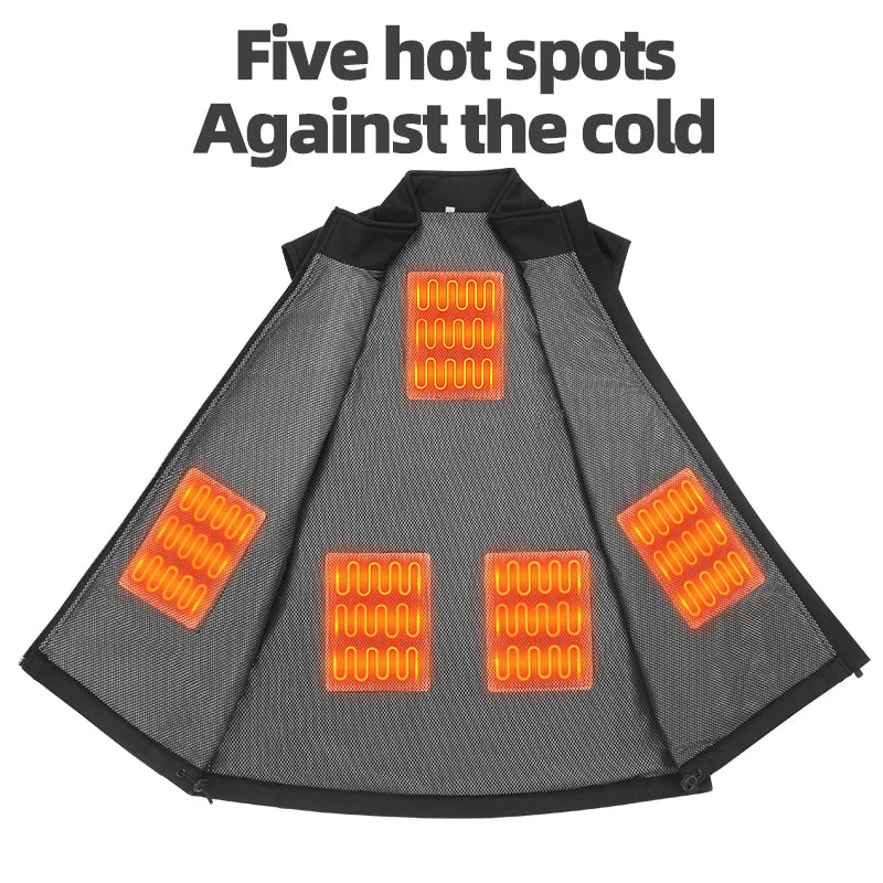 ROCKBROS Heated Vest USB Heated Jacket Thermal Clothing Hunting Cycling USB Infrared Heating Vest Washable Men Winter Warm