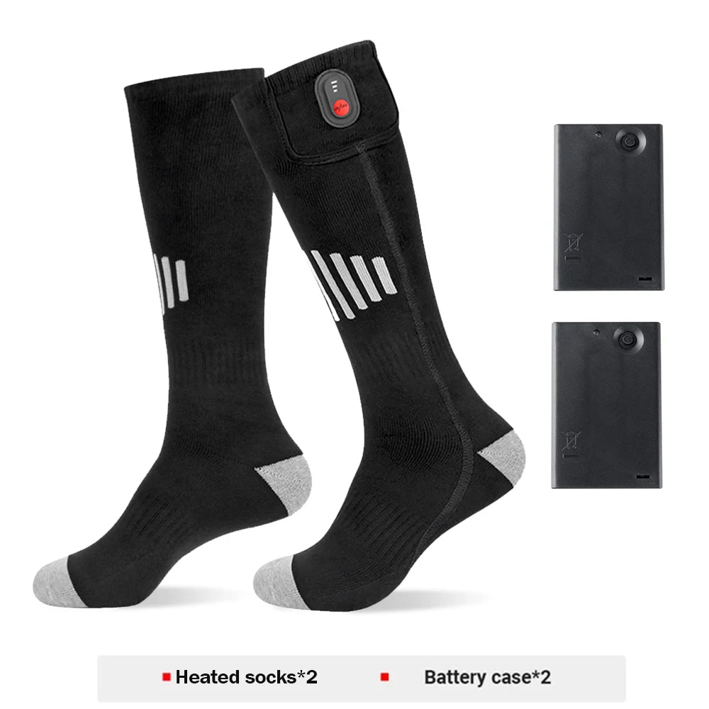 Heated Socks Winter Warm Snowmobile Skiing Heated Socks With Battery Case Outdoor Sport Thermal Heated Foot Warmer Ski Sports