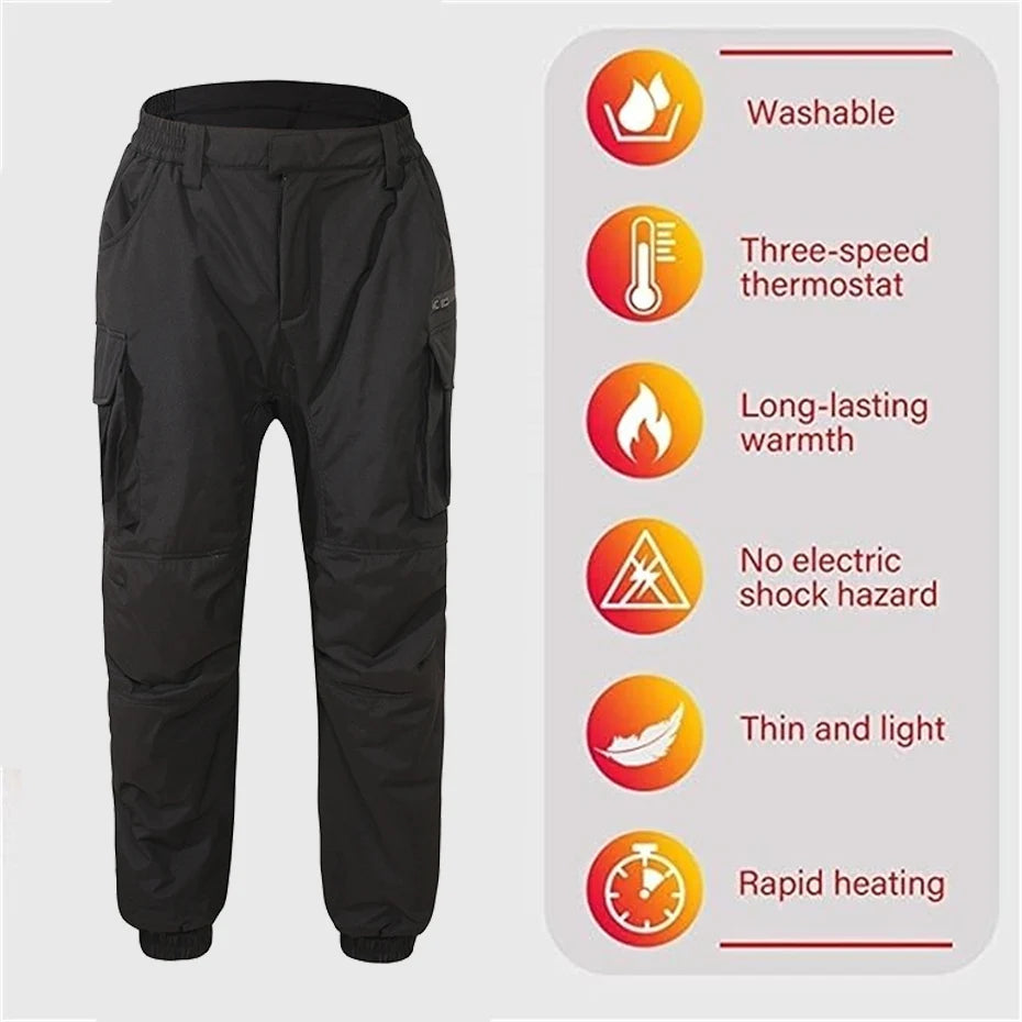 USB Heating Jogger Pants Men Winter Infrared 18 Heating Areas Pants Male Electric Heated Pants Waterproof Trousers