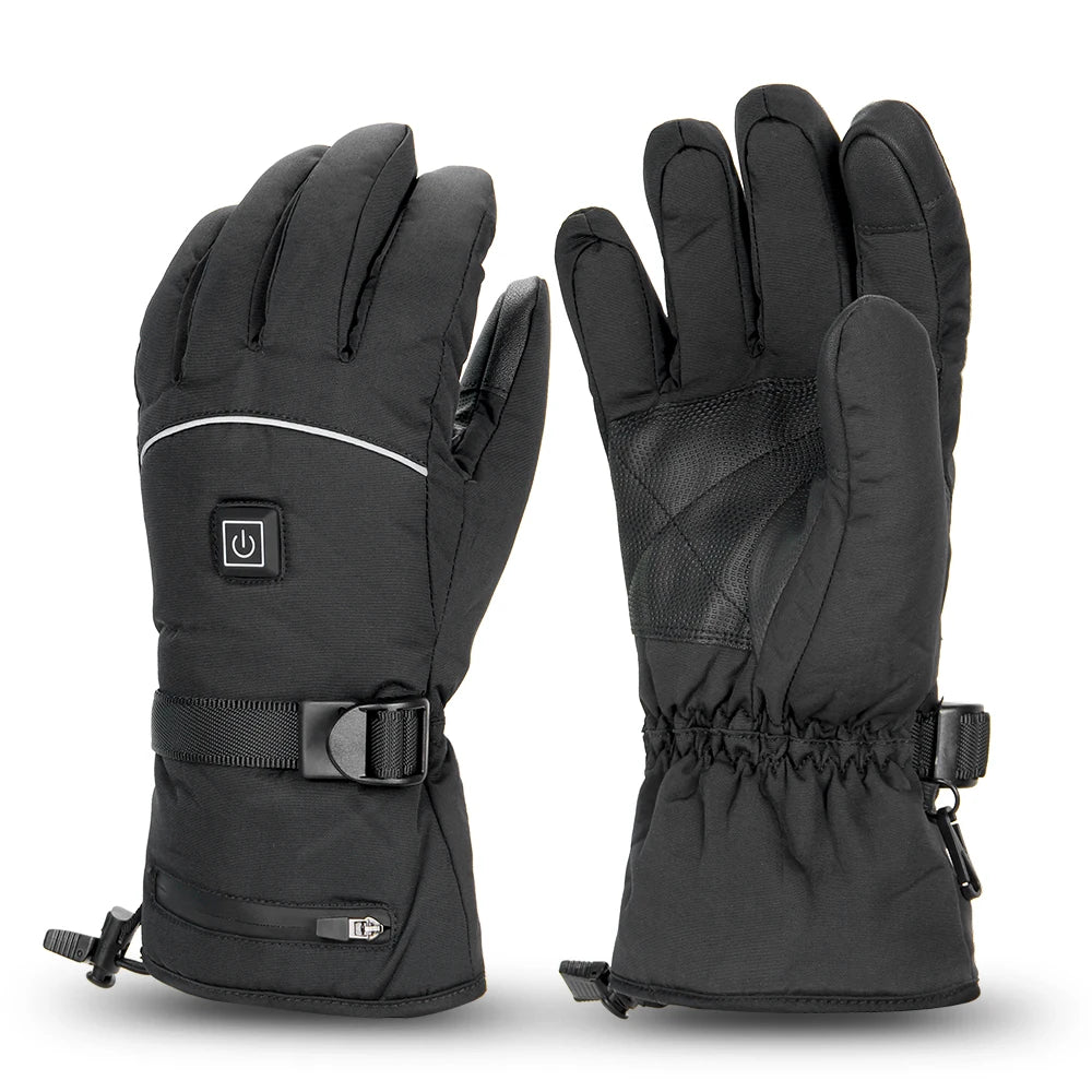 Electric Heated Gloves Motorcycle Winter Moto Heated Gloves Warm Waterproof Rechargeable Heating Thermal Gloves For Snowmobile