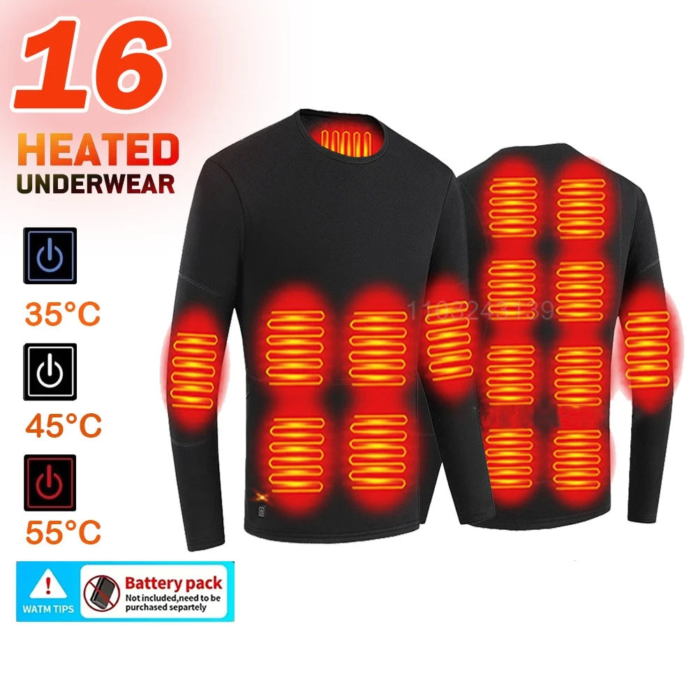 Winter Electric Heated Underwear Set Motorcycle Jacket Self Heating Jacket Men Moto Fleece Thermal Long Johns Tops & Pants
