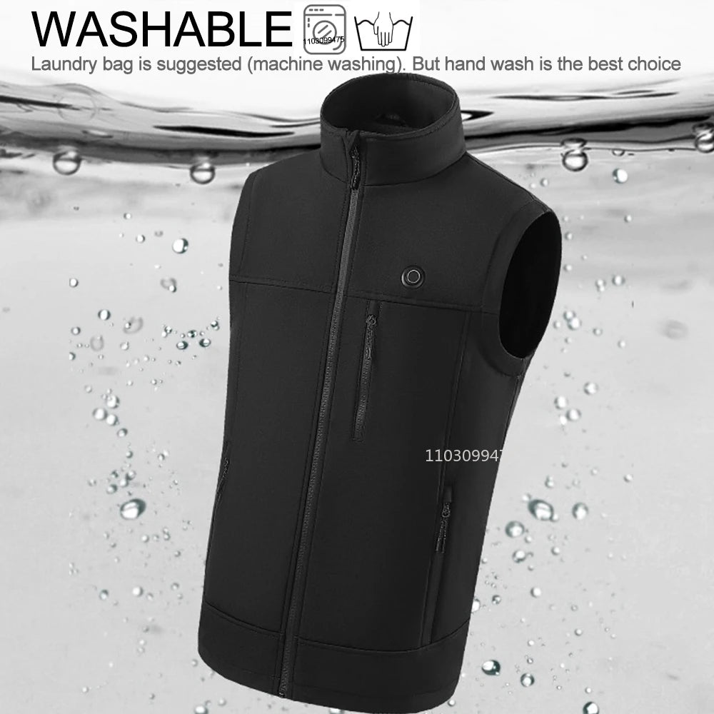 Men Women 9 Areas Heated Vest USB Charging Heated Jacket Washed Keep Warm Hiking Vest Winter Fishing Skiing Vest Heated Coats