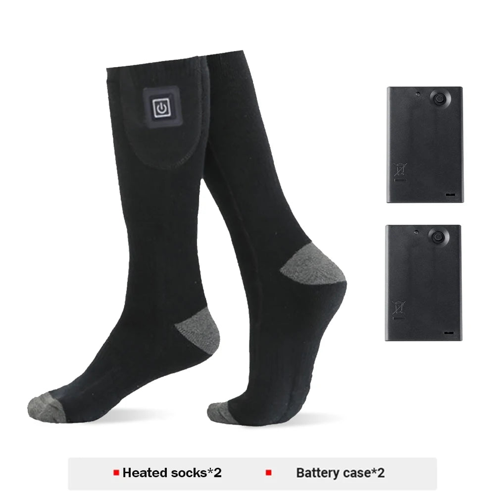 Heated Socks Winter Warm Snowmobile Skiing Heated Socks With Battery Case Outdoor Sport Thermal Heated Foot Warmer Ski Sports