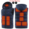 11PCS Usb Sport Hiking Winter Heating Vest Men Women Warm Heated Smart Jacket Graphene Heat Thermal Clothing Hoodied Plus Size