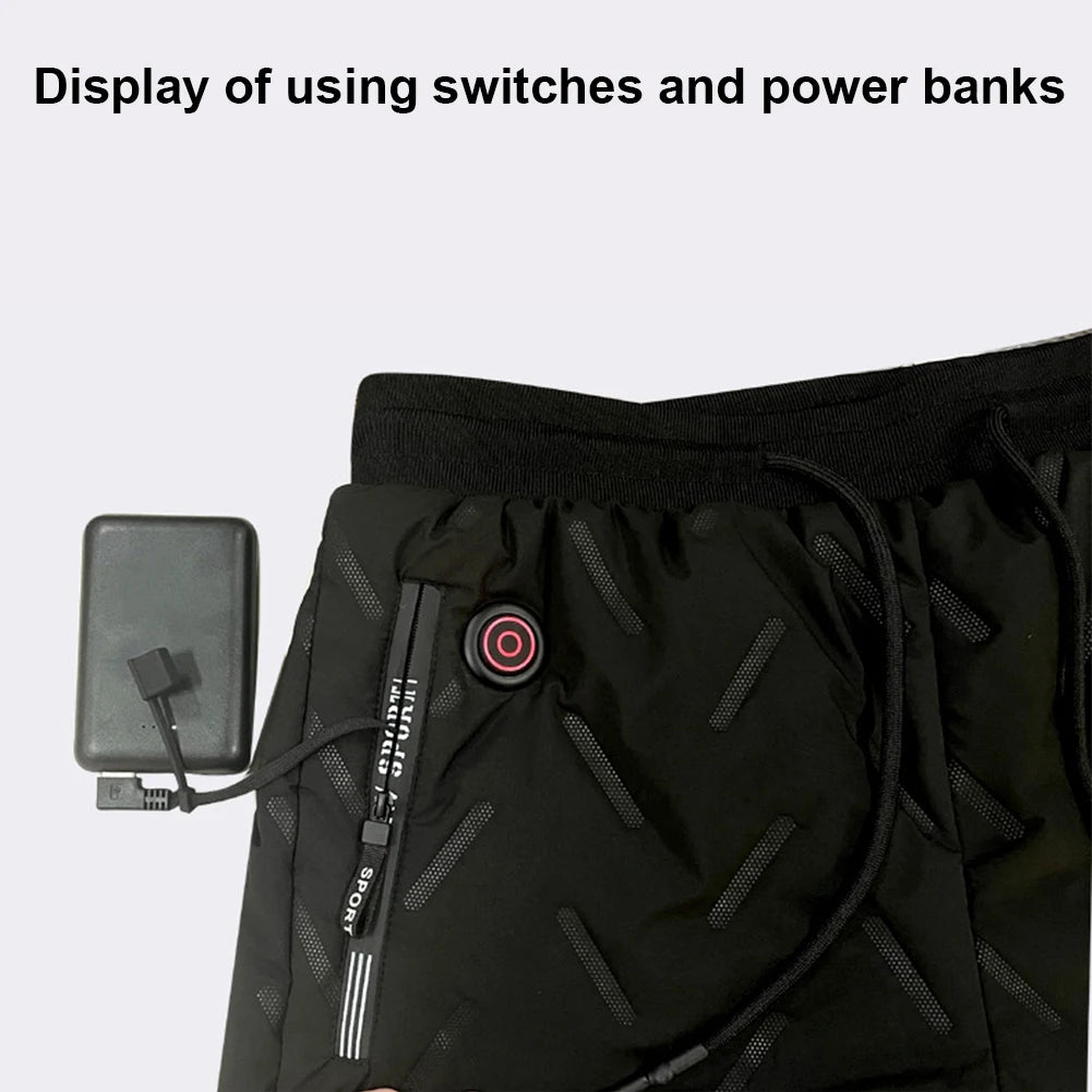 Unisex Heated Pants 10 Heating Zones Heating Warmer Trousers Winter Electric Heated Trousers Winter Outdoor Sports Thermal Pants