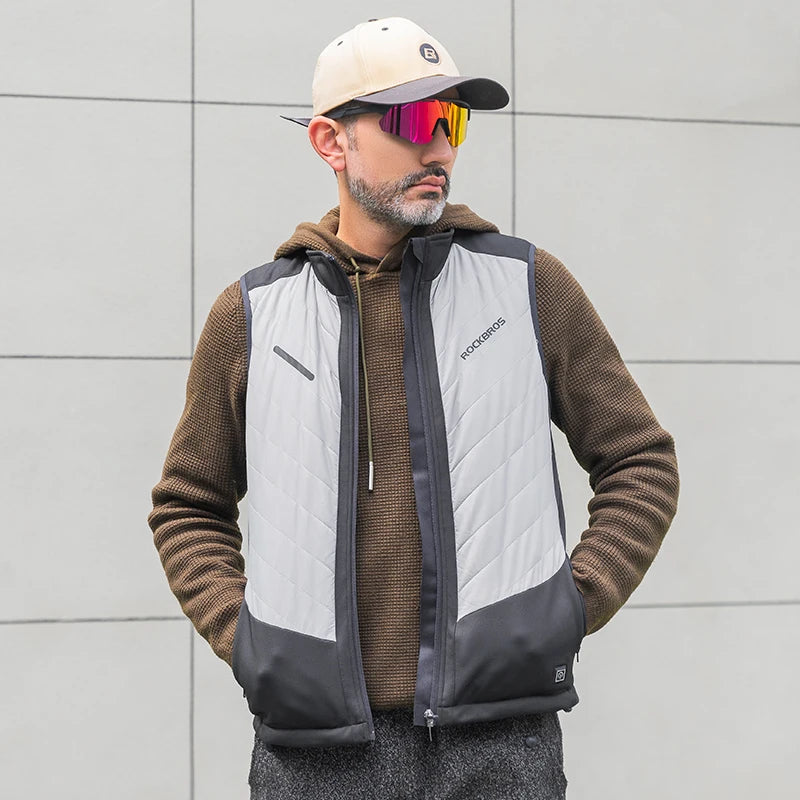 ROCKBROS Heated Vest USB Heated Jacket Thermal Clothing Hunting Cycling USB Infrared Heating Vest Washable Men Winter Warm