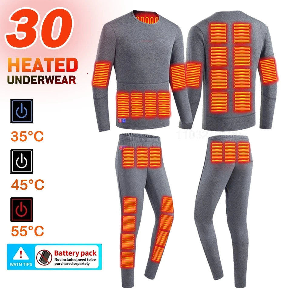 Winter Electric Heated Underwear Set Motorcycle Jacket Self Heating Jacket Men Moto Fleece Thermal Long Johns Tops & Pants