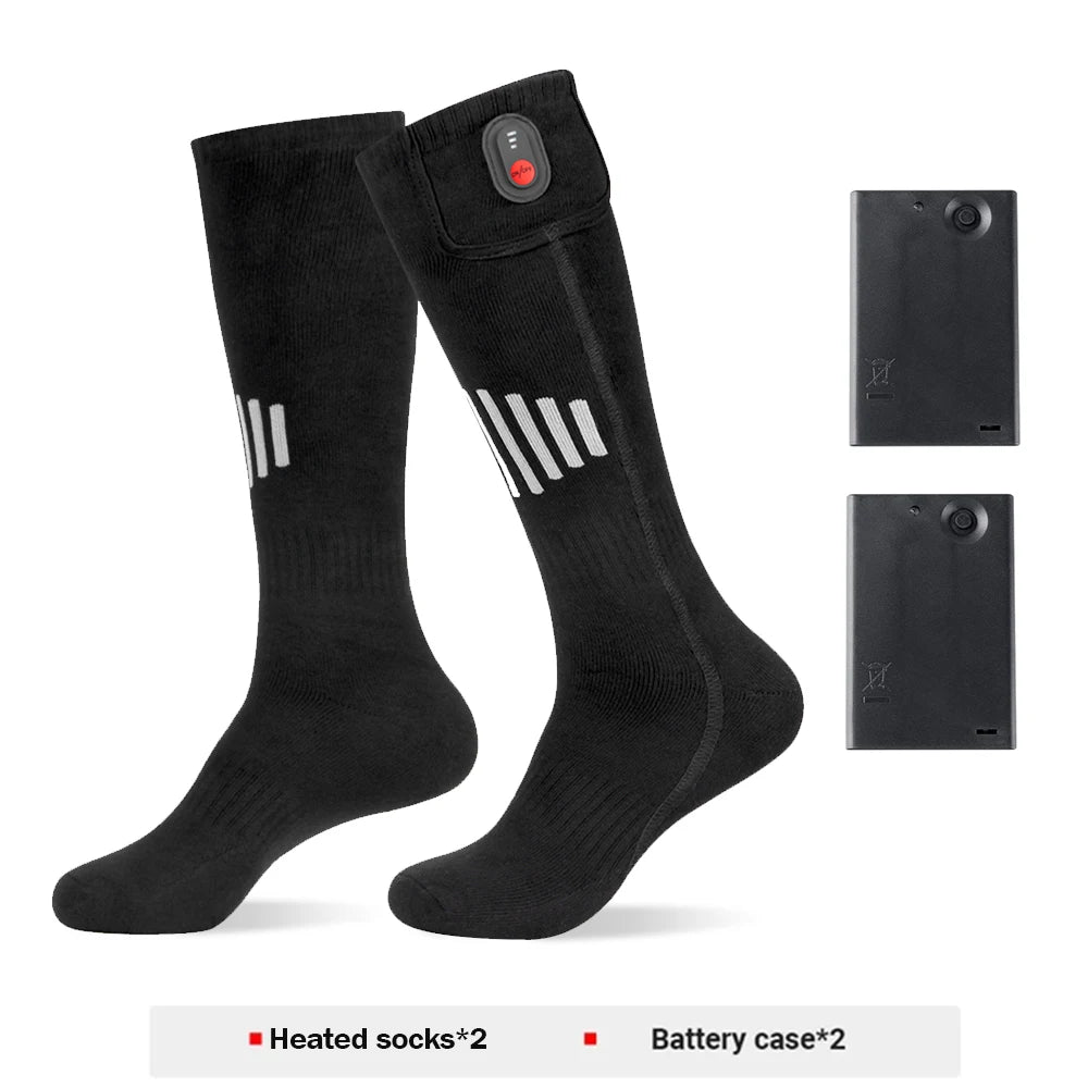 Heated Socks Winter Warm Snowmobile Skiing Heated Socks With Battery Case Outdoor Sport Thermal Heated Foot Warmer Ski Sports