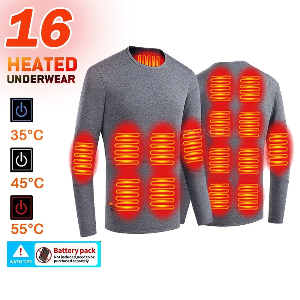 Winter Electric Heated Underwear Set Motorcycle Jacket Self Heating Jacket Men Moto Fleece Thermal Long Johns Tops & Pants