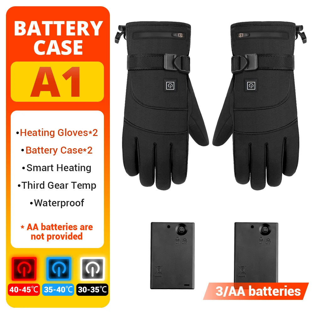Electric Heated Gloves Motorcycle Winter Moto Heated Gloves Warm Waterproof Rechargeable Heating Thermal Gloves For Snowmobile
