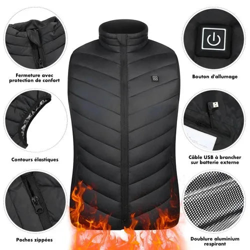 Customizable New Hot Selling Electric Heating Vest Coats Jackets Vests 9 Areas Black JRBX9869
