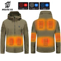 7 Zone Heated Jacket Winter Motorcycle Hooded Jacket Men Women USB Electric Heating Thermostatic Camping Warm Jacket Washed