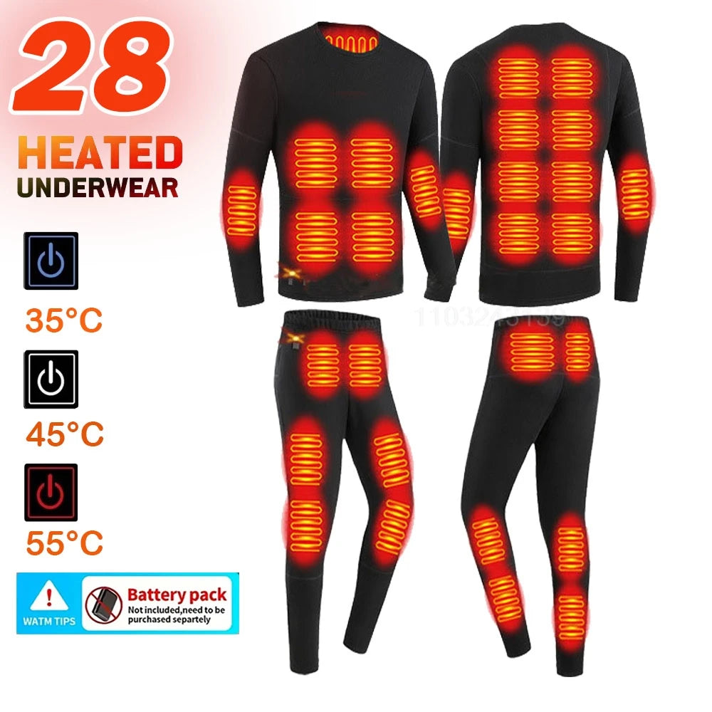 Winter Electric Heated Underwear Set Motorcycle Jacket Self Heating Jacket Men Moto Fleece Thermal Long Johns Tops & Pants