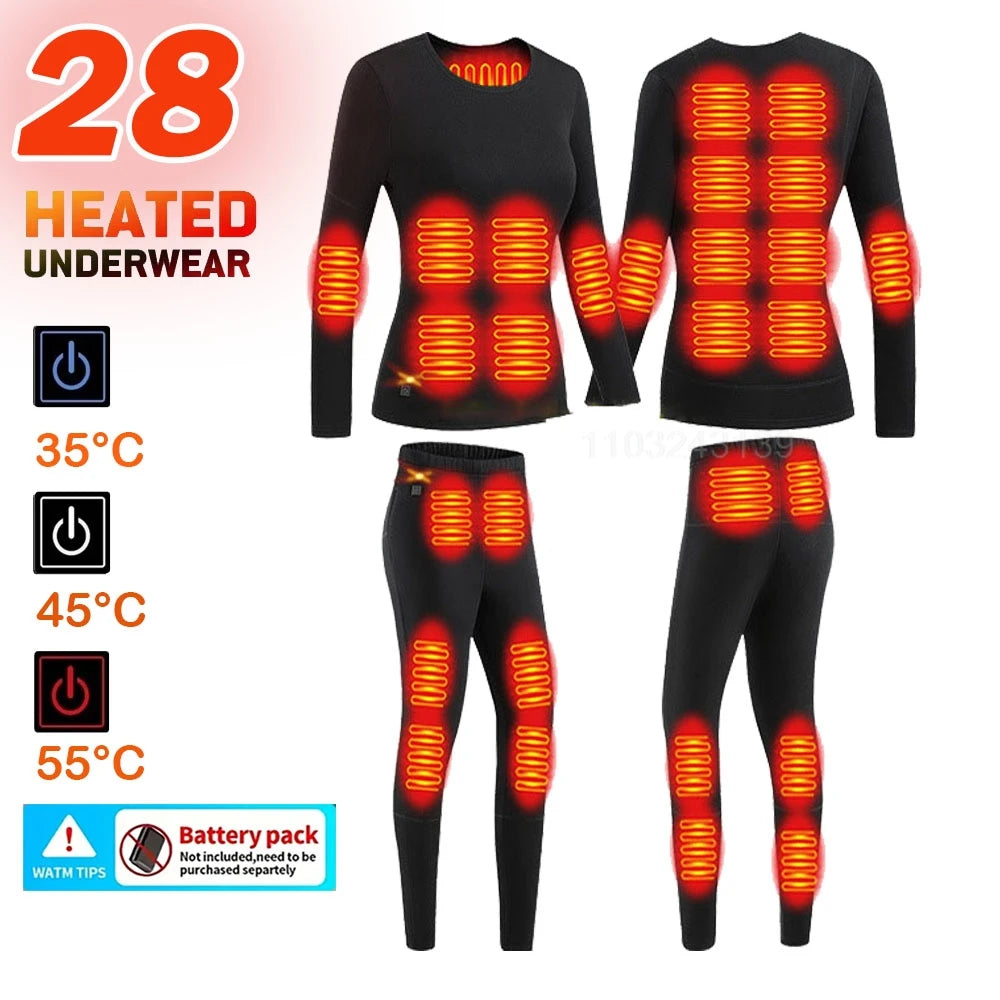 Winter Electric Heated Underwear Set Motorcycle Jacket Self Heating Jacket Men Moto Fleece Thermal Long Johns Tops & Pants