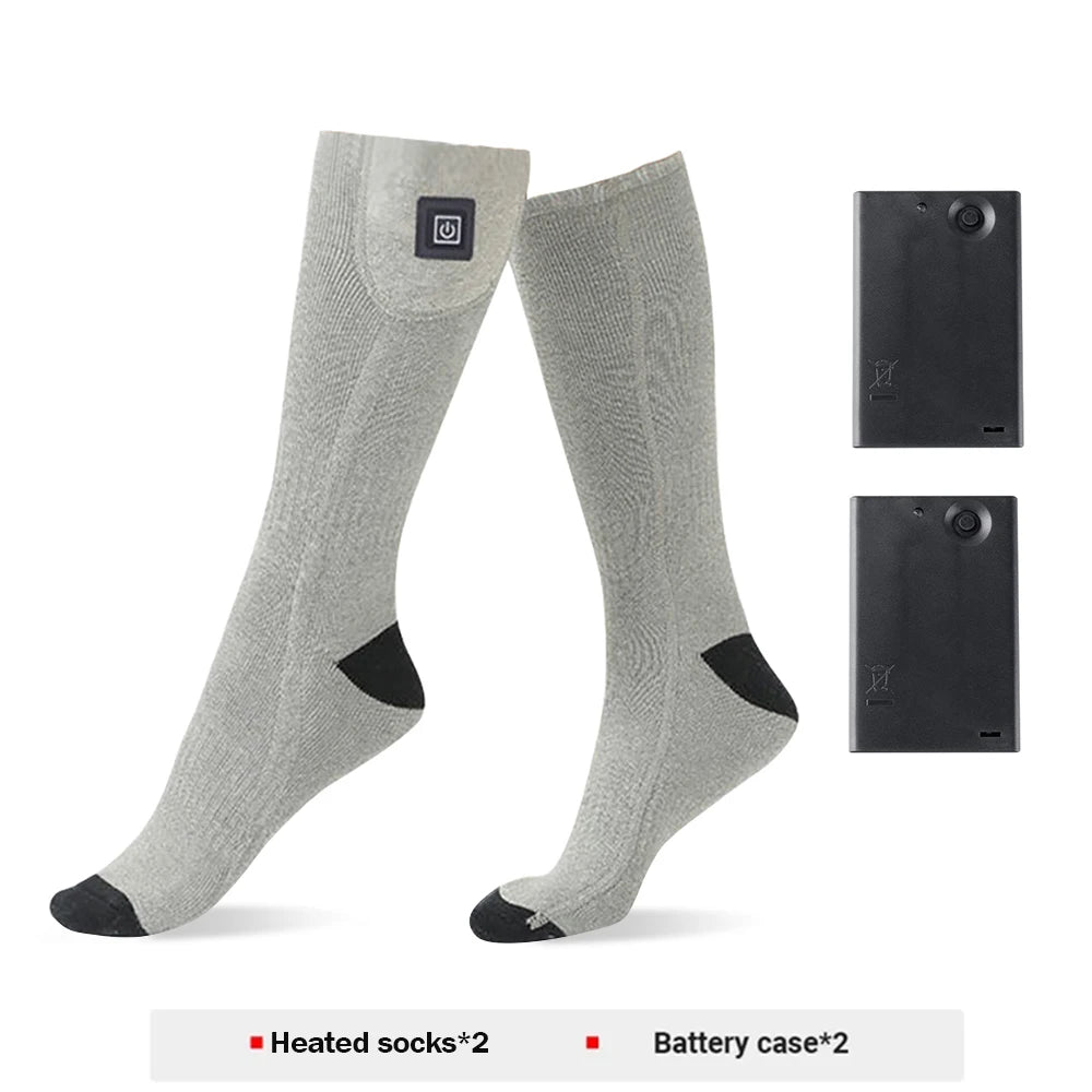 Heated Socks Winter Warm Snowmobile Skiing Heated Socks With Battery Case Outdoor Sport Thermal Heated Foot Warmer Ski Sports