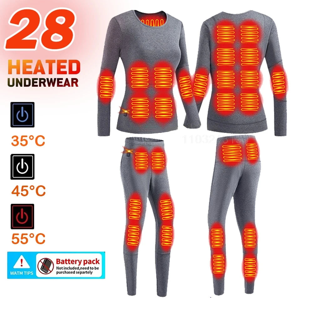 Winter Electric Heated Underwear Set Motorcycle Jacket Self Heating Jacket Men Moto Fleece Thermal Long Johns Tops & Pants