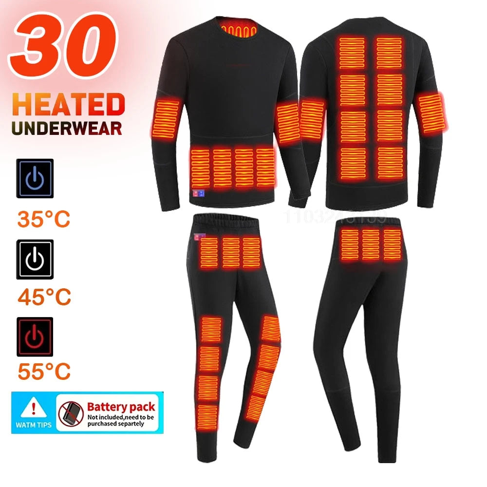 Winter Electric Heated Underwear Set Motorcycle Jacket Self Heating Jacket Men Moto Fleece Thermal Long Johns Tops & Pants