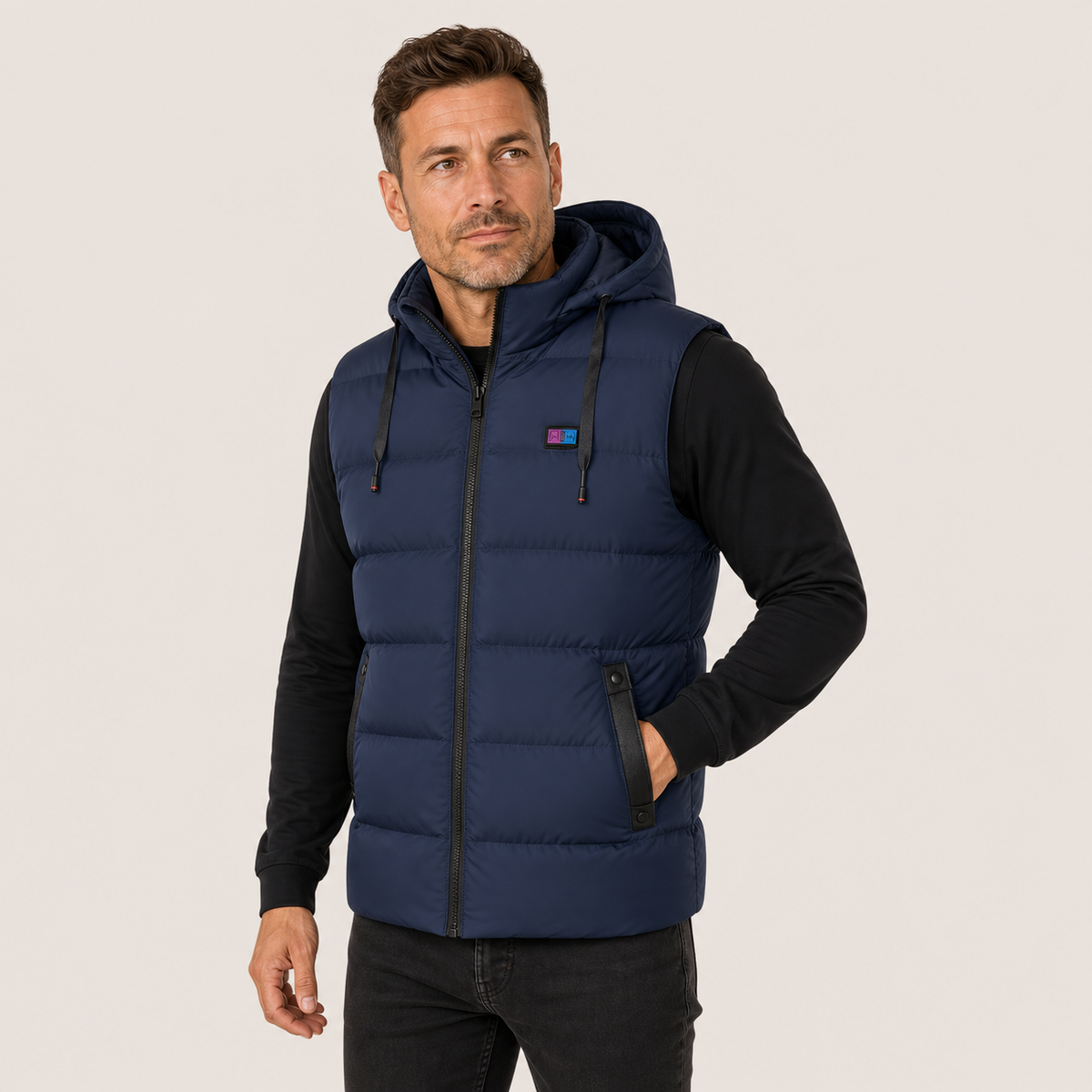 Men's Heated Vest – 11 Heating Zones, Hooded Black – image 1