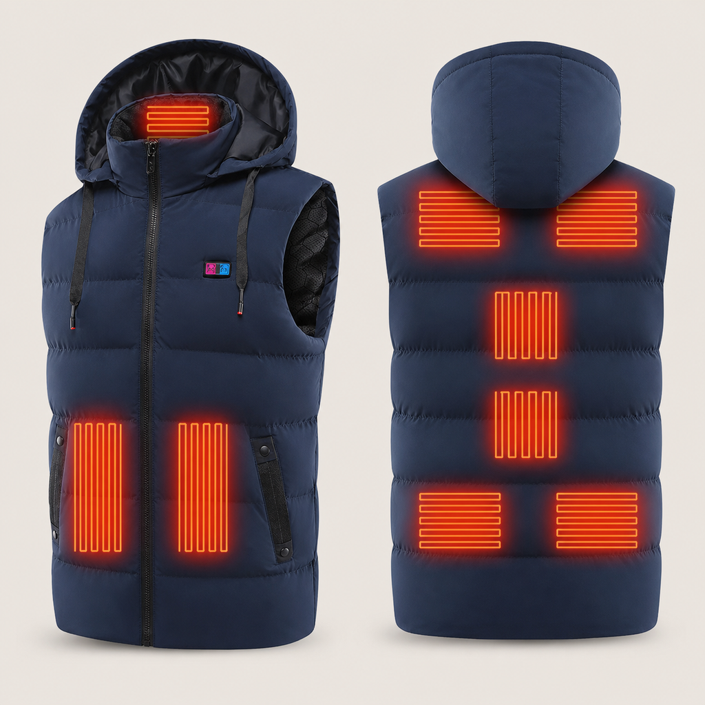 Men's Heated Vest – 11 Heating Zones, Hooded Black – image 4