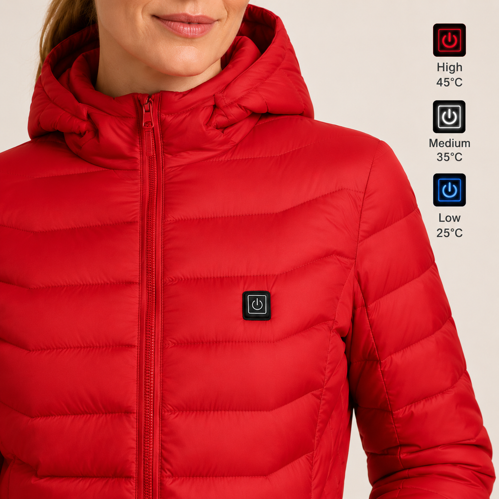Women's Heated Jacket – 9 Heating Zones, Red – image 4